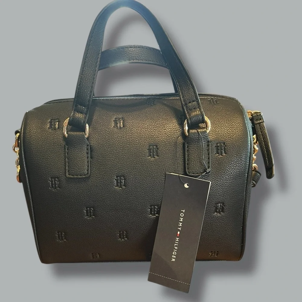 Tommy Hilfiger Black Satchel Bag /Purse, with Adjustable Strap, NEW